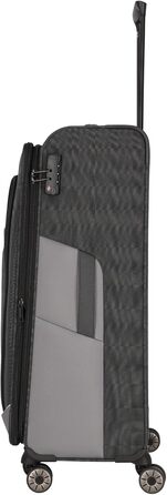 Travelite 4-Wheel Luggage Size L Softshell made from recycled material, Luggage Series VIIA: Trolley with expandable gusset + edge protection, 77 cm, 91-103 liters (Large Trolley (77 cm), Slate Grey)