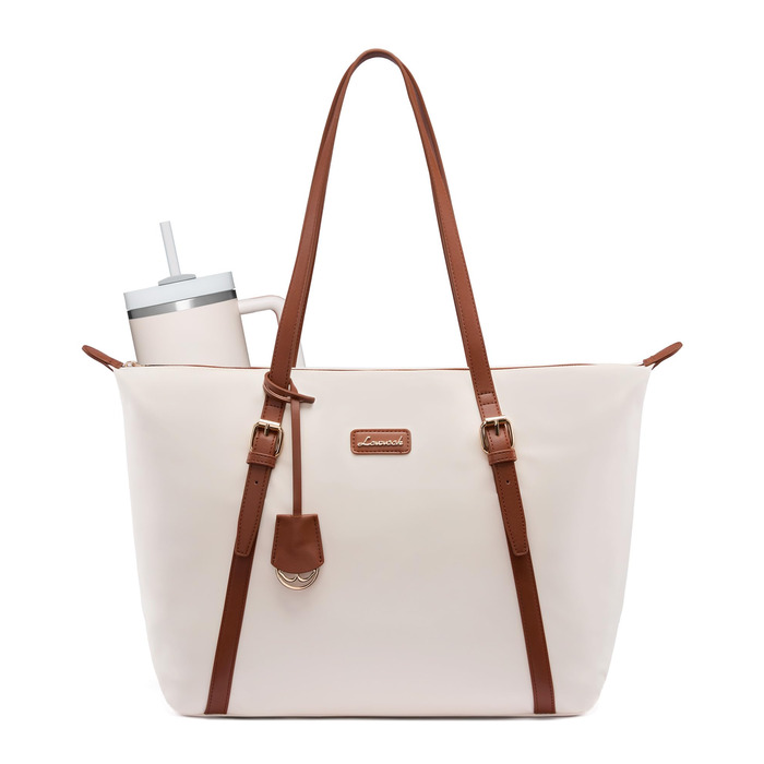 Сумка для ноутбука LOVEVOOK жіноча велика шопер для роботи, університету, школи (бежева, 15.6 дюймів)