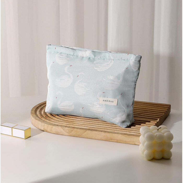 Косметичка для макіяжу 2 шт. Органайзер для косметики для дівчат та жінок. Підходить для подорожей та як подарунок. Колір: блакитний, з лебедем