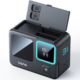 Зарядний пристрій 3-в-1 Llano з подвійним акумулятором для Insta360 Ace Pro 2 / Ace Pro/Ace Action, 30W PD та вбудованим акумулятором 12800mAh, підтримка 2 TF-карт, цифровий дисплей