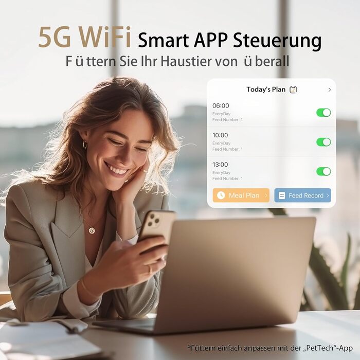 Автомат годування котів IMIPAW, 5G | WiFi, керування через APP, до 10 прийомів їжі на день, 4L, чорний