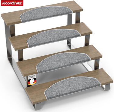 London Pro Stair Treads - 15 Piece Set - Non-Slip Carpet Stair Treads - 25x65 cm (Grey)