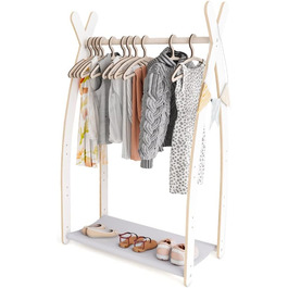 MAMOI® Clothes Rack Baby Nursery | Children's Clothes Rack 106x95x32cm / 53x95x32cm | Children's Clothes Stand Baby | Coat Rack | Baby Wardrobe | Children's Wardrobe | 100% ECO | Made in EU (1 Module - 1 Shelf, White - Light Grey)