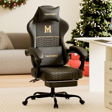 Геймерське крісло Ergonomisch з підлокітниками, підставкою для ніг, підтримкою попереку та голови, регульованою висотою, оббивка PU, сіре (P-black)