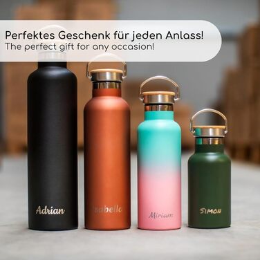 Термос-пляшка Milu з нержавіючої сталі 350мл, 500мл, 750мл, 1000мл (+3 кришки) з трубочкою, ізольована, для дітей та дорослих, для подорожей, не протікає (Оливковий, 350мл) Оливковий (500 мл, гравіювання)