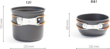 Набір посуду для кемпінгу: посуд для приготування їжі та котел для відпочинку на природі (6 предметів)