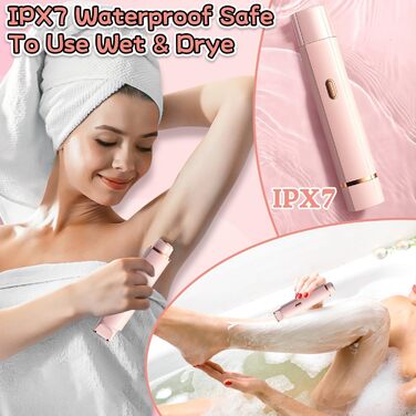 Електричний триммер для інтимної зони для жінок 2-в-1, вологостійкий (IPX7), для обличчя, рук, ніг, тіла та зони бікіні (рожевий)