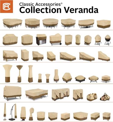 Чохол для гриля Classic Accessories Veranda M, водонепроникний, для середніх BBQ-грилів, з вентиляційними отворами, захист від усіх погодних умов, 147x76x122 см, бежевий