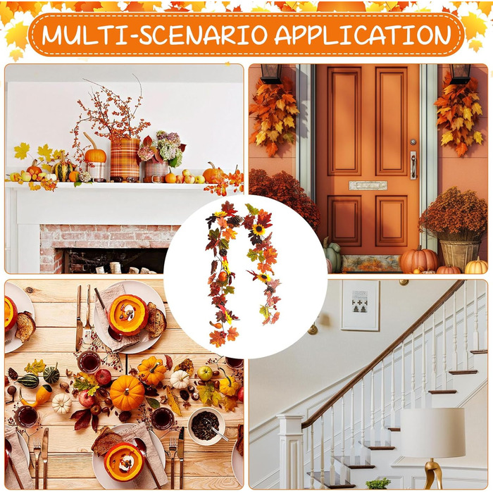 Прикраса оселі на осінь: гірлянда з 30 LED-ліхтариків, 3 метри, для дому та вулиці, листя, осінній декор, прикраса вікон, кімнатні рослини, День подяки, декор для осені