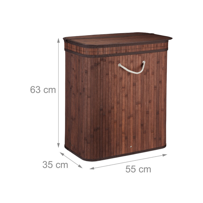 Relaxdays Bamboo Laundry Basket, Square