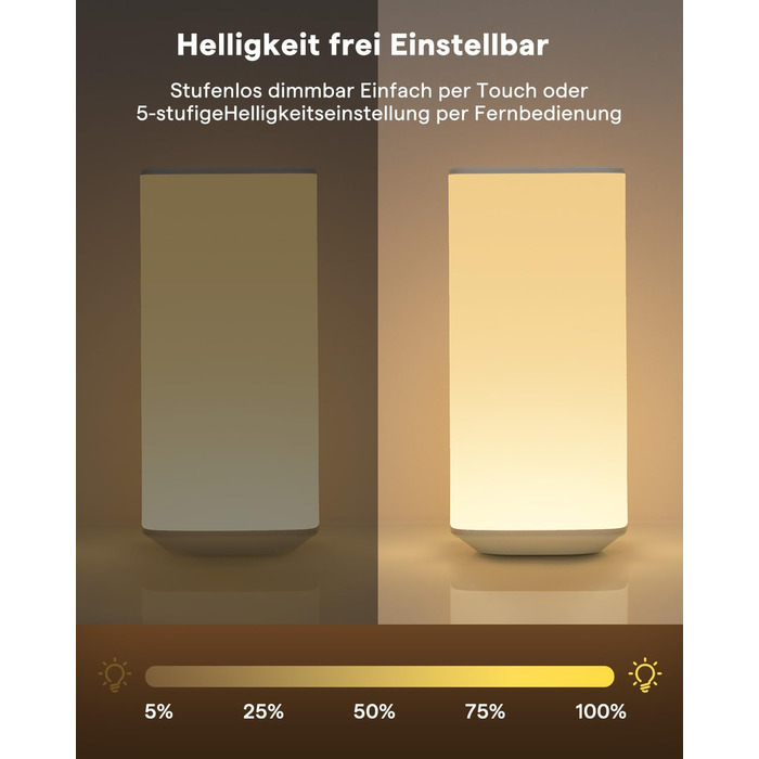 Нічна лампа торшера Touch Dimmable, з пультом дистанційного керування LED, на батарейках, 256 кольорів, 3 режими, нічник, для дітей, створення атмосфери, настільна лампа, таймер для спальні, вітальні, біла