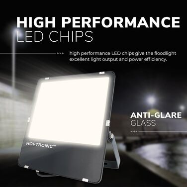 HOFTRONIC - LED Floodlight Outdoor 200W 32000 Lumens 160lm/W 4000K Neutral White Outdoor Floodlight Super Bright Floodlight Outdoor Spotlight 5 Year Warranty