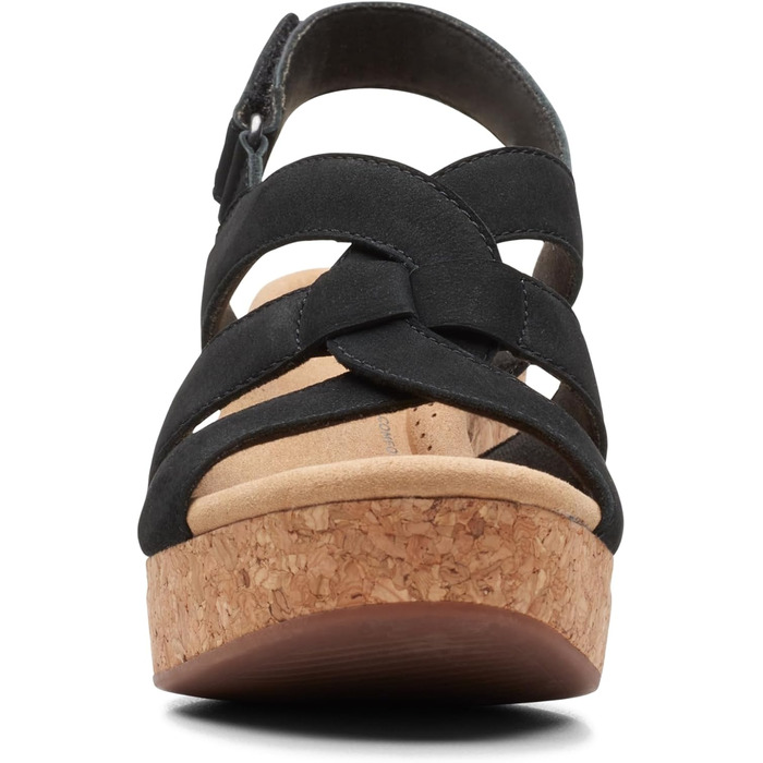 Босоніжки жіночі Clarks Giselle Beach з натуральної замші на танкетці, чорні (40 EU)