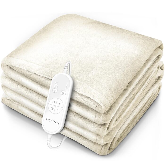 Sinnlein® Електрична гріюча ковдра з плюшу 200 x 180 см | 9 температурних режимів | Таймер | Зручна ковдра | Відключення за таймером | Можливість прання до 40°C | Digitalanzeige
