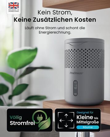 Pro Breeze Osmo: Безшумний осушувач повітря для дому, спальні, шафи, авто. Таблетка 700г (до 100 днів). Колір: сірий