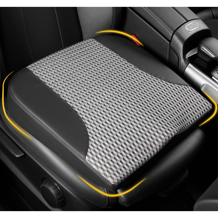 Подушка для сидіння в авто з Memory Foam: Комфорт, підтримка спини, для лікування ішіасу та болю в куприку. Підходить для авто, вантажівки, офісу, інвалідного візка. Шкіра та сітка 4D (Чорний & Сірий)