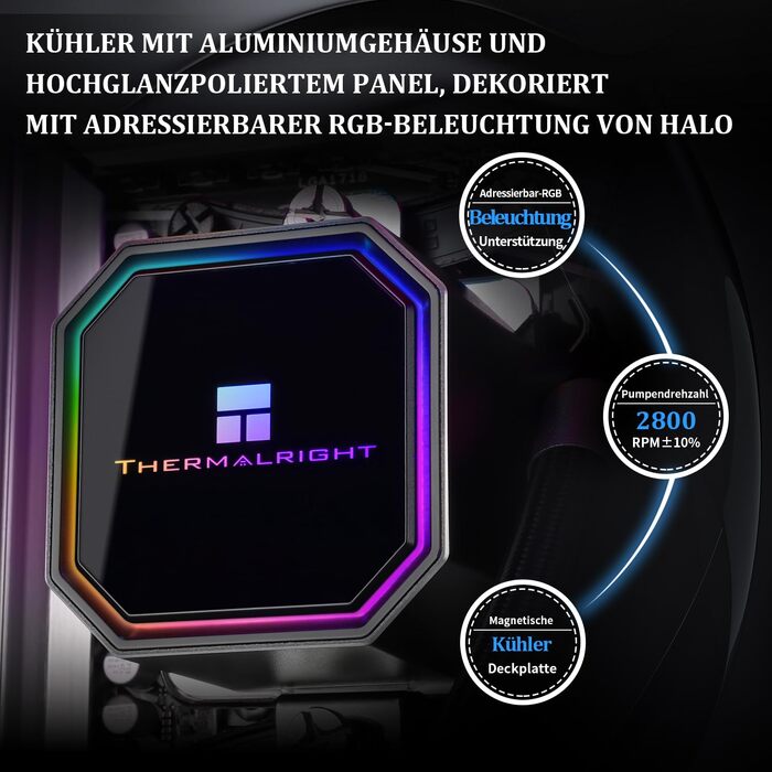 Система рідинного охолодження процесора Thermalright Frozen Prism 360 White ARGB, 360мм, 3 PWM вентилятори, для Intel LGA1700/1851, AMD AM4/AM5, Білий