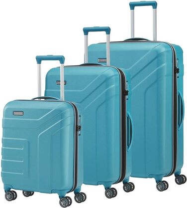 Жорсткий валізний чемодан Travelite VECTOR 55 см, 40 л, 4 колеса, TSA замок, стильний дизайн, для ручної поклажі, IATA, червоний/бірюзовий