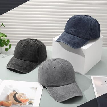 Кепка бейсболка для чоловіків та жінок, 3 шт. Регульована бавовняна кепка, унісекс, вінтажний стиль, для спорту та відпочинку