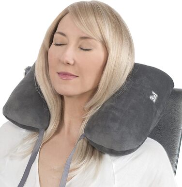Daydream 3-in-1 Neck Pillow with Microbeads - Neck Support, Travel Pillow, and Neck Roll all in one - also for camping, Grey