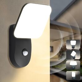 LED вуличний світильник настінний з датчиком руху, 18W, 1600LM, 3000K, тепле біле світло, IP65, алюміній, для дому, саду, гаража, тераси