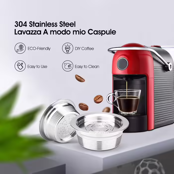 Багаторазова капсула для кави з нержавіючої сталі Cafilas, сумісна з Lavazza A Modo Mio, з темпером, для приготування кави у капсульних кавоварках