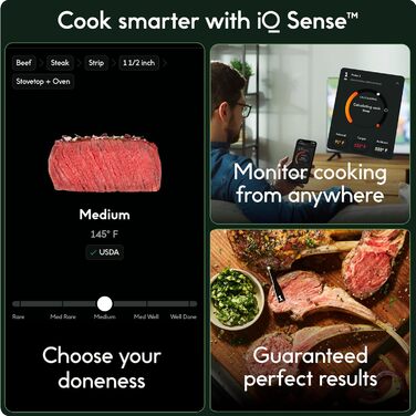 Chef iQ Smart Thermometer Add-on №2: Bluetooth/WiFi, моніторинг 2 продуктів, для гриля, духовки, коптильні, фритюрниці, плити. Потрібен хаб (Хаб + 1 зонд (2023))