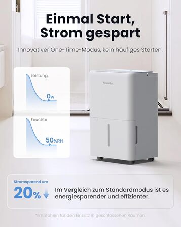 Електричний осушувач повітря Newentor 12L для підвалу, 35dB, з гофрованим шлангом 1м, для приміщень до 25м², 10 років гарантії, фільтр, таймер, продуктивність 24L/день