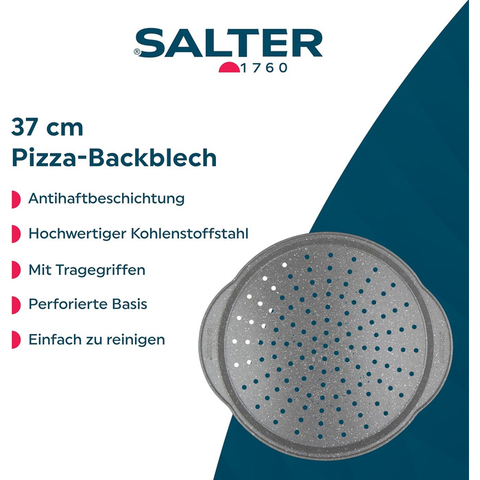 Форма для випічки SALTER, діаметр 24 см, з антипригарним покриттям, знімний дно, для тортів, кексів та кішів, з вуглецевої сталі