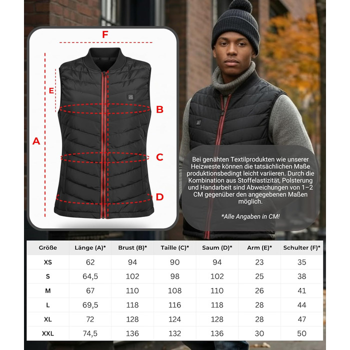 Обогреваемая жилетка Premium | Размеры XS-XXL | Жилетка з підігрівом для жінок та чоловіків | до 55°C з 5 зонами підігріву | З та без Powerbank XXL. З Powerbank