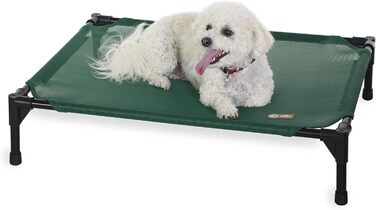 K&H Pet Products Elevated Outdoor Dog Bed, Breathable, Cooling, Elevated Cot Bed, Hammock for Large Dogs, Washable Mesh Cover, Elevated Metal Frame, Collapsible, (Green Mesh Fabric for All Seasons)