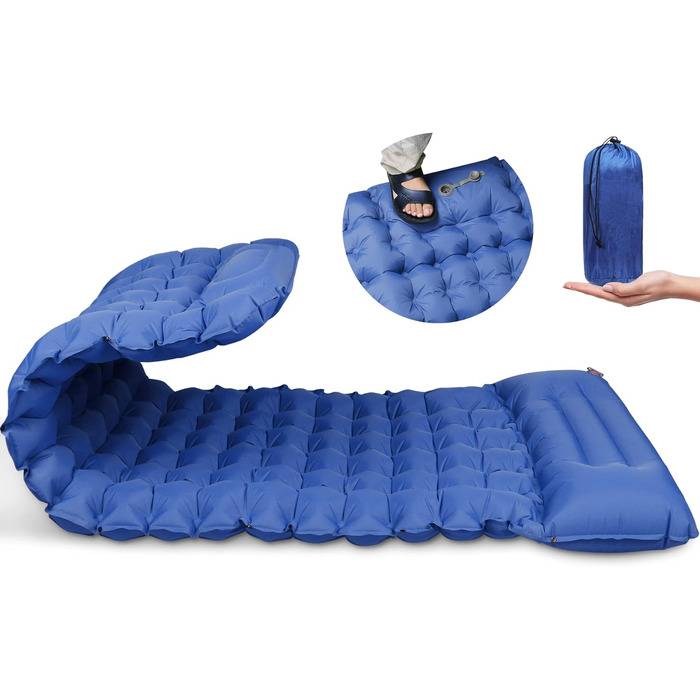 Каремат самонадувний Zhiwei Isomatte для кемпінгу та відпочинку на природі. Ultraleicht, товстий, з помпою та подушкою. Підходить для намету, трекінгу, пляжу, подорожей та хати.