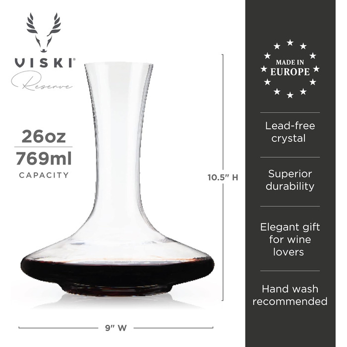 Whisky Reserve European Crystal Decanter Glass Wine Preserver Carafe holds 1 standard 750 ml bottle, 1.75 ml, 1 piece