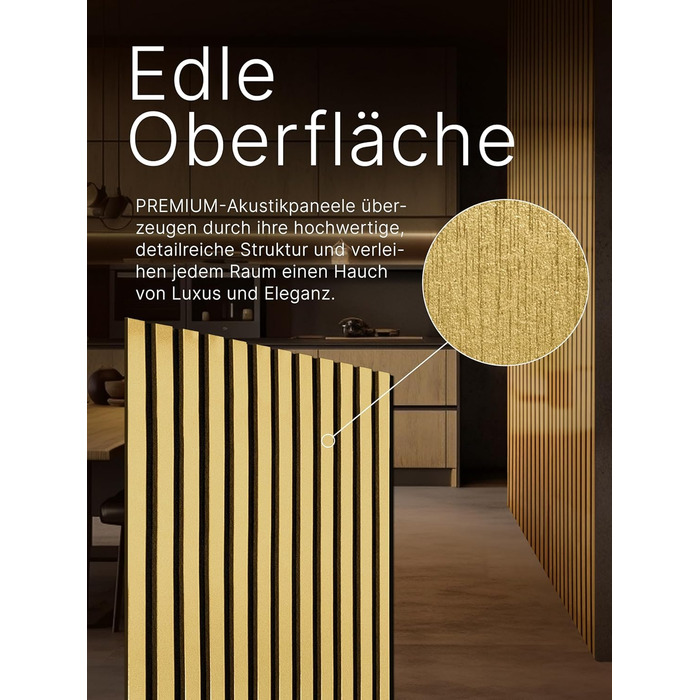 Акустичні настінні панелі з фетру Royal Gold 434, комплект 2 шт. (275x27 см), загальна площа 1,485 м²