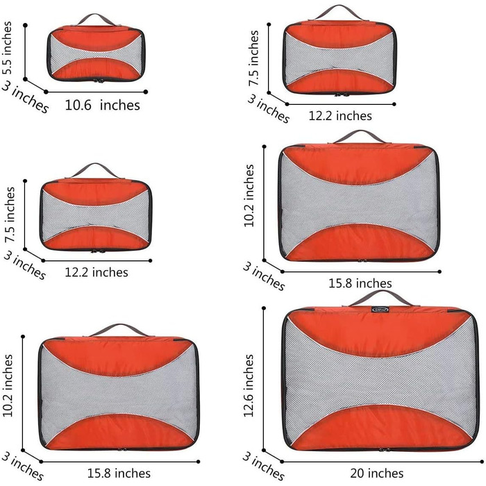 Органайзери для валізи G4Free (3/6/7 шт.) - Набір для подорожей, Організація багажу (Помаранчевий)