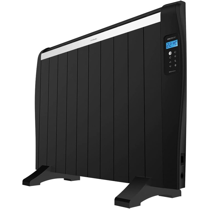 Cecotec ReadyWarm 2000 Thermal Black Flat Radiator with Remote Control. 10 heating ribs and 1500W, LCD display, programmable timer, temperature selection, 15 m² range and maximum safety with 10 elements in black.