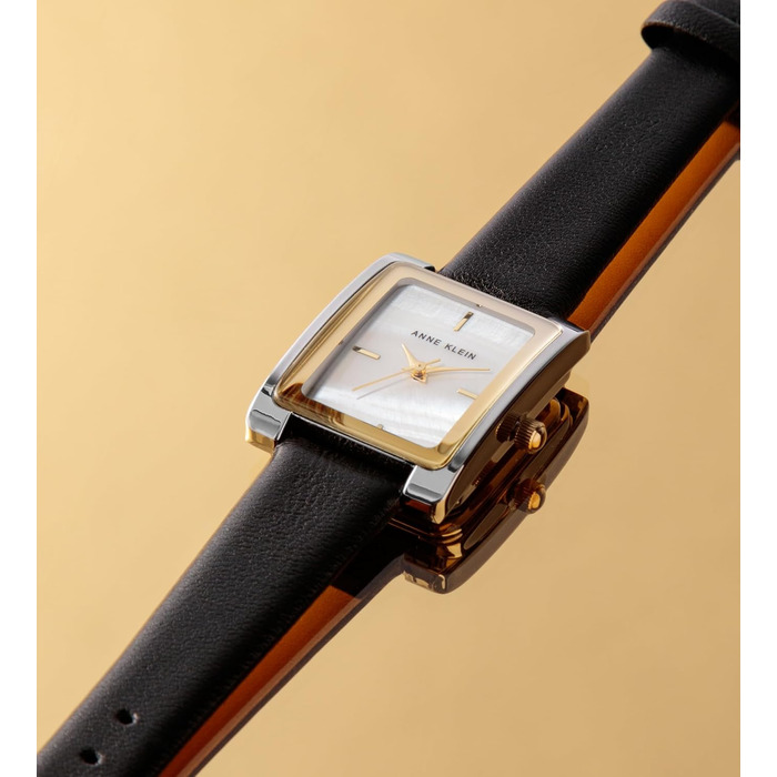 Жіночий шкіряний годинник Anne Klein (чорний/двоколірний)