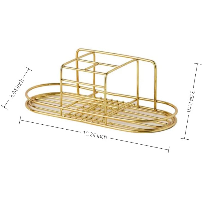 Toothbrush holder with cup, holder for electric toothbrush, toothpaste, stainless steel, bathroom stand or wall mount, with 2 cups (Gold)