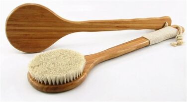 Women's bath scrubbers, men's bath brushes made of horsehair with a long handle, back brush, bath brushes for shower, bath, body brushes