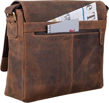Сумка-месенджер LEABAGS Oxford з натуральної шкіри 15 дюймів для ноутбука (38x31x10 см) – чоловіча/жіноча, вінтажний темно-коричневий колір