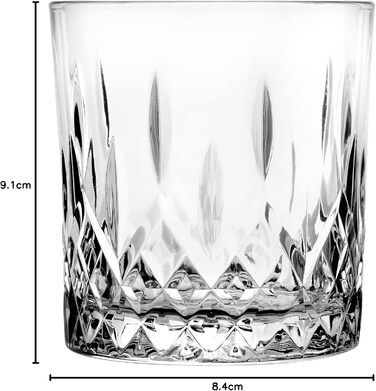 Набір келихів для віскі Glasmark KROSNO 1992, 6 шт, 280 мл, для коньяку, рому, джину, коктейлів, скляні, з огранюванням, для посудомийної машини