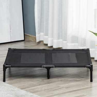 Лежанка для собак PawHut Outdoor, піднята лежанка з дихаючою сіткою, для малих та середніх собак, 91 x 69 x 29 см (Чорний)