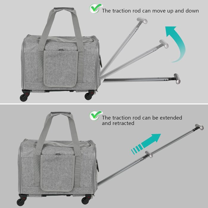 Великий переносний вольєр для котів на колесах, сумка-переноска для котів, 3 в 1 для собак, сумка на плечі, візок для собак, переносний вольєр для тварин, сірий