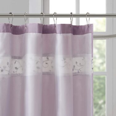 Шторка для душу Madison Park Serene Flora з вишивкою, 72x72 см, фіолетовий