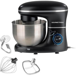 Кухонний комбайн GOURMETmaxx 1500 Вт, 5 л, металевий, з насадками для замішування і збивання, чорний