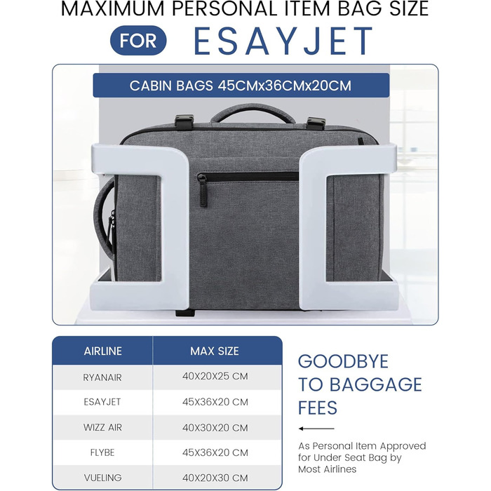 Рюкзак LOVEVOOK для ручної поклажі 45x36x20 см, 30L, сірий - для ноутбука 15.6