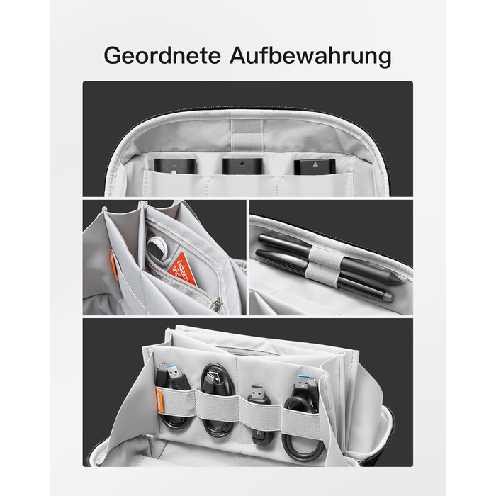 Inateck Electronics Case, Water-Resistant Accessory Bag, Gadget Organizer Bag, USB Cable Organizer, Travel-Friendly, AB03007