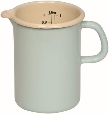 Riess, 0338-006, Kitchen Measure 10, CLASSIC - BUNT/PASTELL, Color Turquoise, Diameter 10 cm, Height 14.8 cm, Capacity 1 Liter, Enamel, Measuring Cup