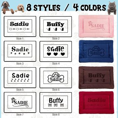 Персоналізована килимок для собак, індивідуальне собаче ліжко для вольєру, миється, килимок для сну домашніх тварин, подарунок для любителів собак та котів (69x52 см, блакитний)