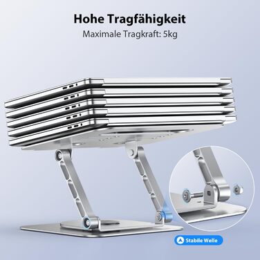 Підставка для ноутбука CreaDream, алюміній, 360° обертання, регульована, для 10-17